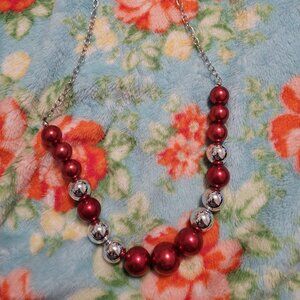 Read Necklace With Matching Earrings